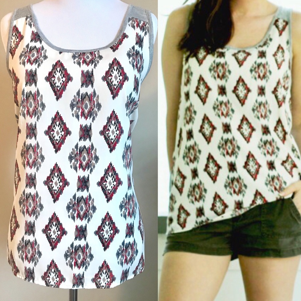 Pomelo Priya Ikat Print Knit Back Tank